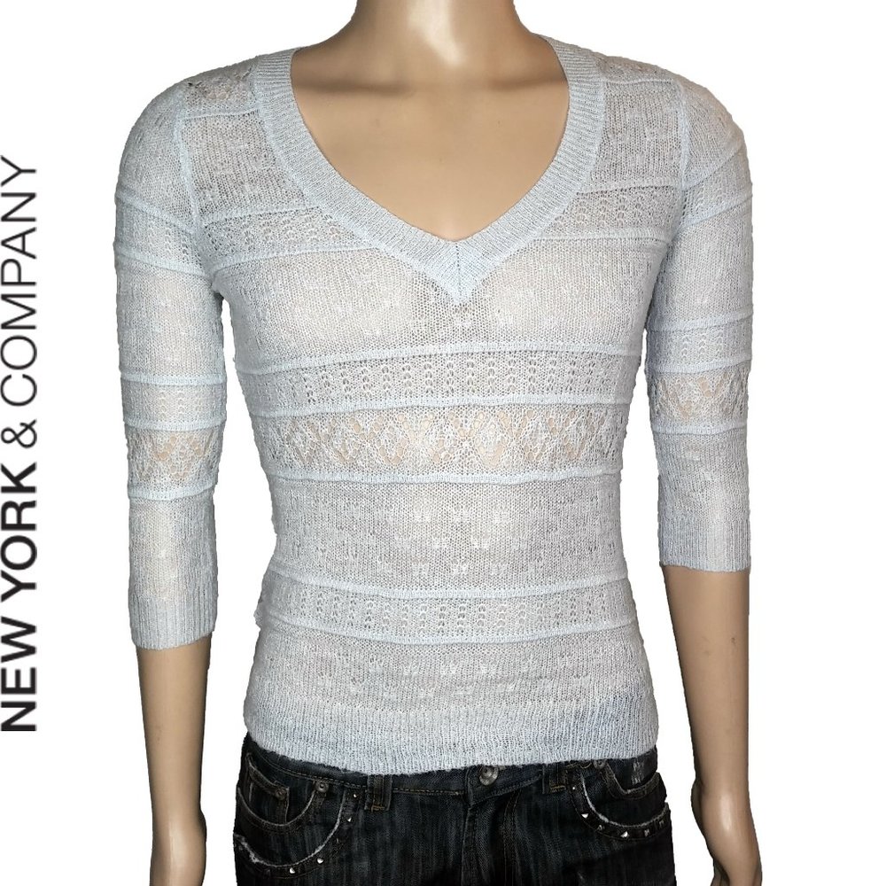 New York Co Mohair Quarter Sleeve Knit Pullover